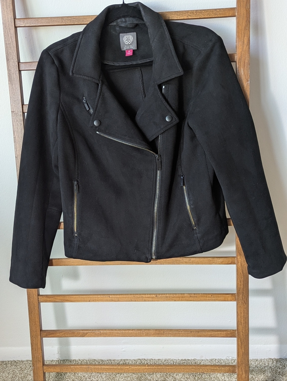 Vince Camuto Black Moto-Style Leather Jacket